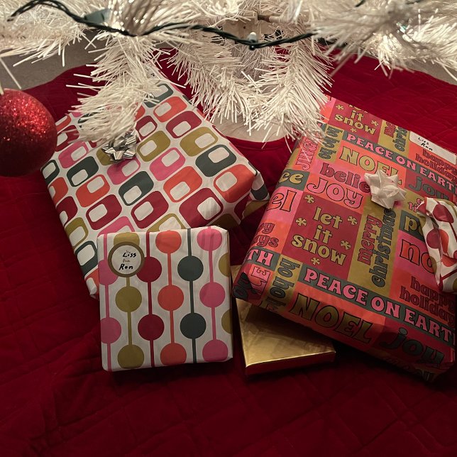 Feuille De Papier Cadeau Rétro 1970 Noël Assortiment (Créateur téléchargé)
