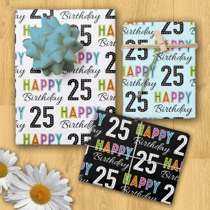 Feuille De Papier Cadeau Retro 25e anniversaire