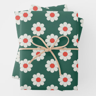 Feuille De Papier Cadeau Retro Boho Daisy cadeau de vacances