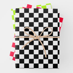 Feuille De Papier Cadeau Retro Chess Checker Motif des années 1960