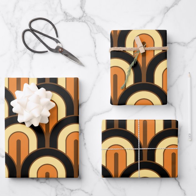 Feuille De Papier Cadeau Retro Gradated Geometric Fan Pattern (Recto)