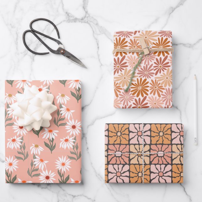 Feuille De Papier Cadeau Retro Joie de Pâquerette (Recto)