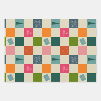 Feuille De Papier Cadeau Retro Merry and Bright Christmas Wrapping Paper
