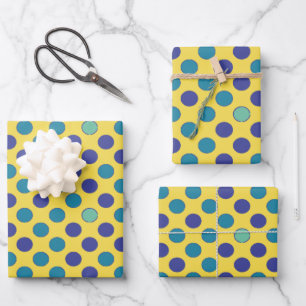 Feuille De Papier Cadeau Rétro Milieu de Siècle Moderne Points Colorés