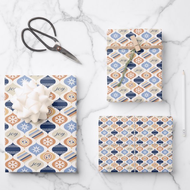 Feuille De Papier Cadeau Retro Noël Luxe Fêtes (Recto)