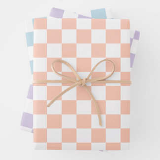Feuille De Papier Cadeau Retro Pastel Checkered Pattern