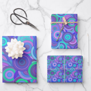 Feuille De Papier Cadeau Retro Psychedelic 60s Cercle Motif amusant coloré