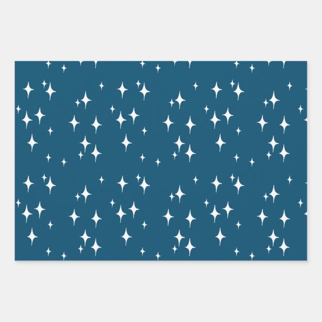 Feuille De Papier Cadeau Retro Stardust Starburst Stars Nouvel An (Devant)