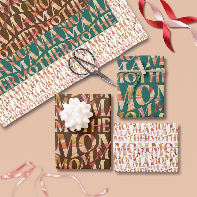 Feuille De Papier Cadeau Retro Wavy Summer Sunset Vibes Fête des Mères (Créateur téléchargé)