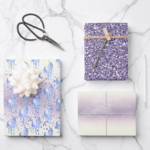 Feuille De Papier Cadeau Rêve de Parties scintillant de la licorne blanche 