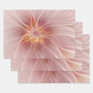 Feuille De Papier Cadeau Rêve floral rose tendre Art fractal abstrait Fleur