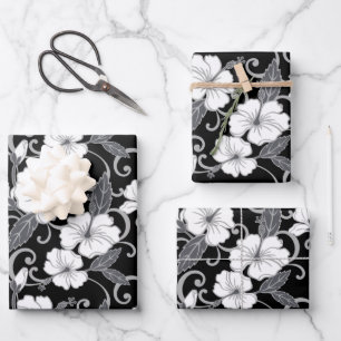 FEUILLE DE PAPIER CADEAU RÊVE POLYNÉSIEN (NOIR)