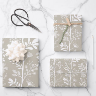 Feuille De Papier Cadeau Rêverie Élégante de Jardin Botanique Neutre