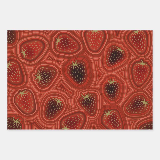 Feuille De Papier Cadeau Rêves de Fraise  (Devant)