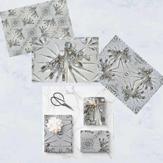 Feuille De Papier Cadeau Rhinestones Art Déco Glam rétro (Créateur téléchargé)