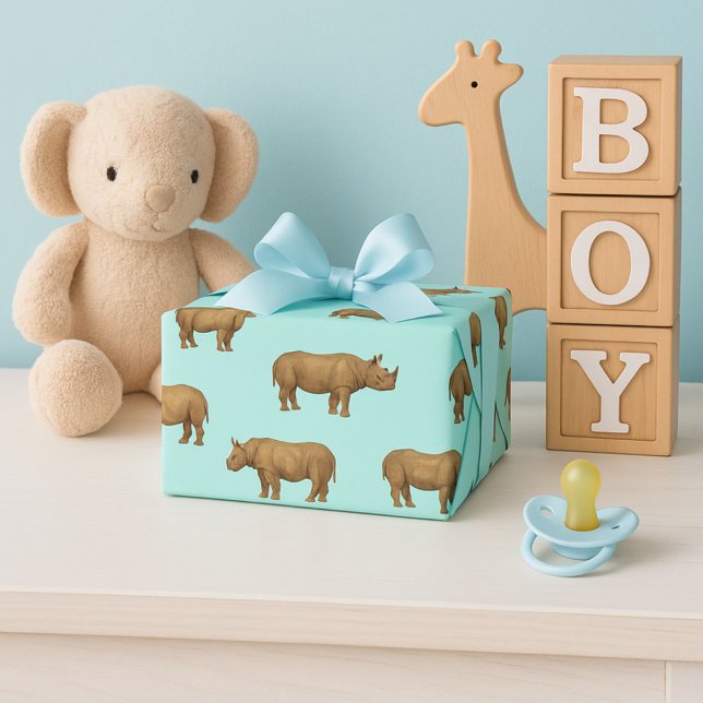 Feuille De Papier Cadeau Rhino Royale Blue Safari (Créateur téléchargé)