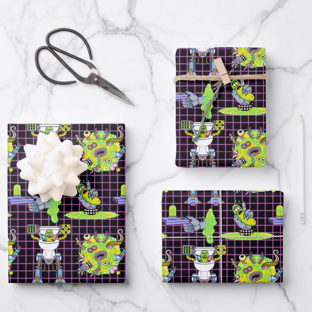 Feuille De Papier Cadeau RICK ET MORTY™ | Motif du portail de prélèvement (Recto)