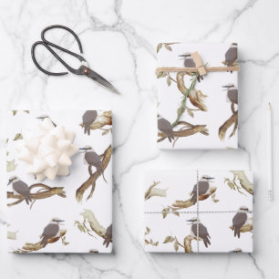 Feuille De Papier Cadeau Rire Kookaburra Eucalyptus d'oiseaux australiens