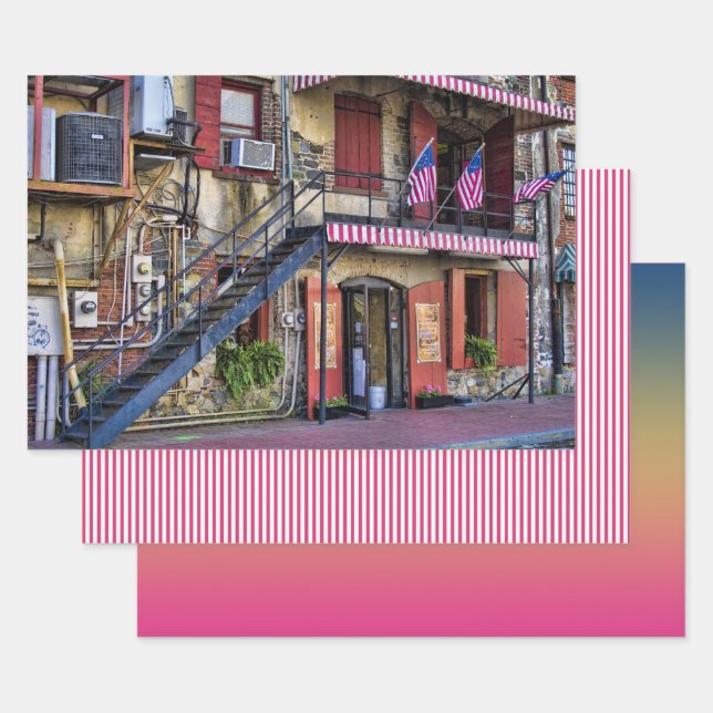 Feuille De Papier Cadeau River Street, Savannah Georgia Travel Photography (Lot)