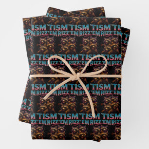 Feuille De Papier Cadeau Rizz Em avec le Tism Meme Autisme Drôle Racoon