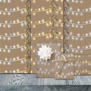 Feuille De Papier Cadeau Robe de Noël Rustique Kraft éclaire l'argent et