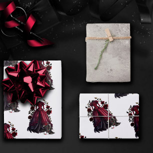 Feuille De Papier Cadeau Robe et talons rouges victoriens   Antique Rose Go