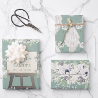 Feuille De Papier Cadeau Robe Mariage Boho Décontractée Aquarelle Fête des 