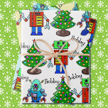 Feuille De Papier Cadeau Robot Christmas Ajouter Nom du garçon 3 mignonne<br><div class="desc">Robot Noël Ajouter Nom du garçon 3 feuilles de papier d'enveloppement mignonnes</div>