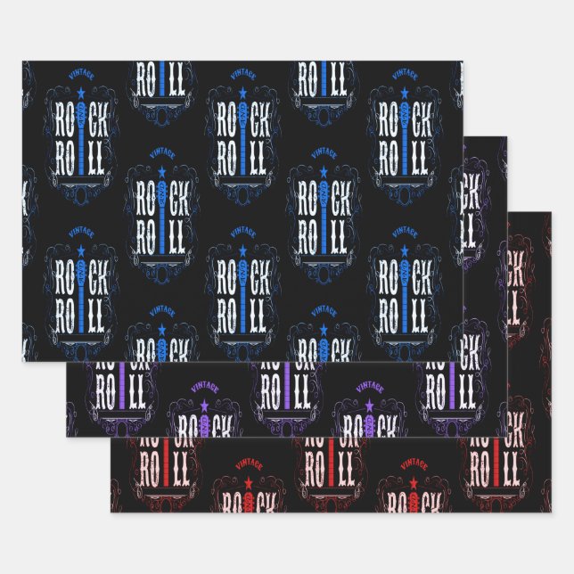 Feuille De Papier Cadeau Roche vintage Et Rouleau (Lot)