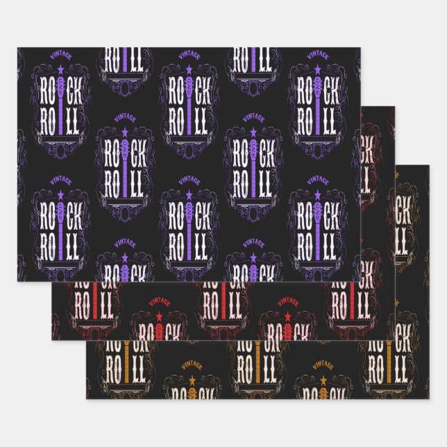 Feuille De Papier Cadeau Roche vintage Et Rouleau (Lot)