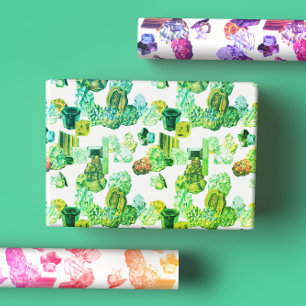 Feuille De Papier Cadeau Rocher Vintage de couleur arc-en-ciel clair