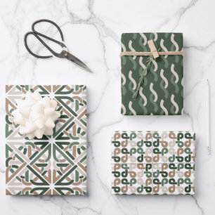 Feuille De Papier Cadeau ROI celtique vert brun beige 