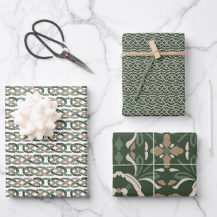 Feuille De Papier Cadeau ROI celtique vert brun beige
