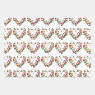 Feuille De Papier Cadeau Romantic Floral Hearts, Boho Neon Wolf, Valentine