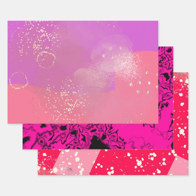 Feuille De Papier Cadeau Romantic glitter pink art (Lot)