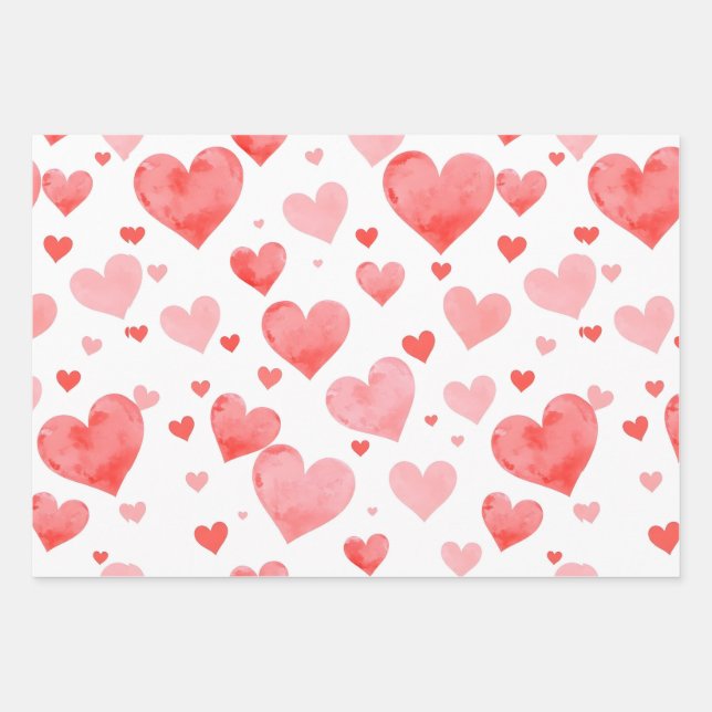Feuille De Papier Cadeau Romantic Valentine Wrapping Paper with Hearts (Devant 3)