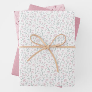 Feuille De Papier Cadeau romantique floral délicat et rose pastel FR
