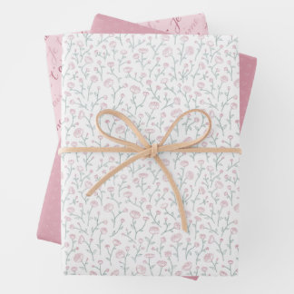 Feuille De Papier Cadeau romantique floral délicat et rose pastel FR