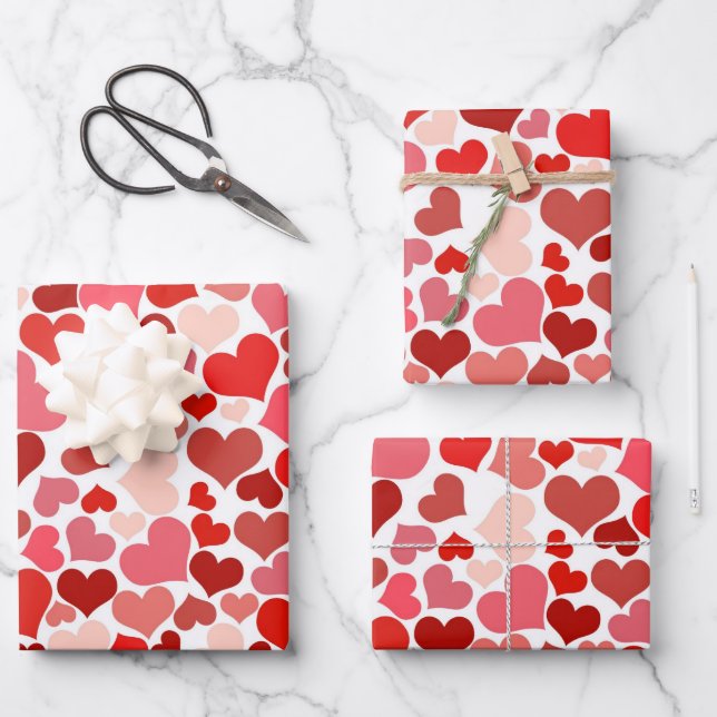 Feuille De Papier Cadeau Romantique Valentine's Day Heart Motif (Recto)