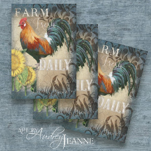 Feuille De Papier Cadeau Rooster Sunflower Farm Frais Cottagecore Découpage