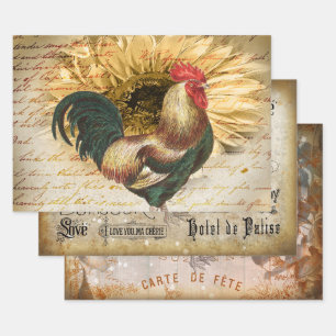 Feuille De Papier Cadeau Rooster vintage