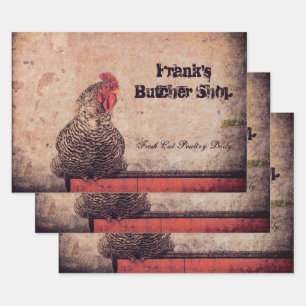 Feuille De Papier Cadeau Rooster Vintage Antique Texture ferme Pays
