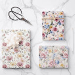 Feuille De Papier Cadeau Rose Bleu Jaune Violet Floral Vintage Chic<br><div class="desc">Rose,  Bleu,  Jaune et Violet Floral sur ce Shabby chic design vintage feuille d'emballage série de trois papiers différents. Parfait pour les anniversaires,  Fêtes des mariées,  Baby showers et Mariages.</div>