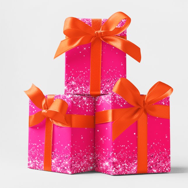 Feuille De Papier Cadeau Rose chaud brillant (Glittery Hot Pink Wrapping Paper Sheets)