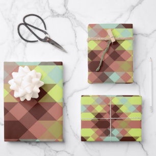 Feuille De Papier Cadeau rose, citron vert, jaune et grain de café géométri