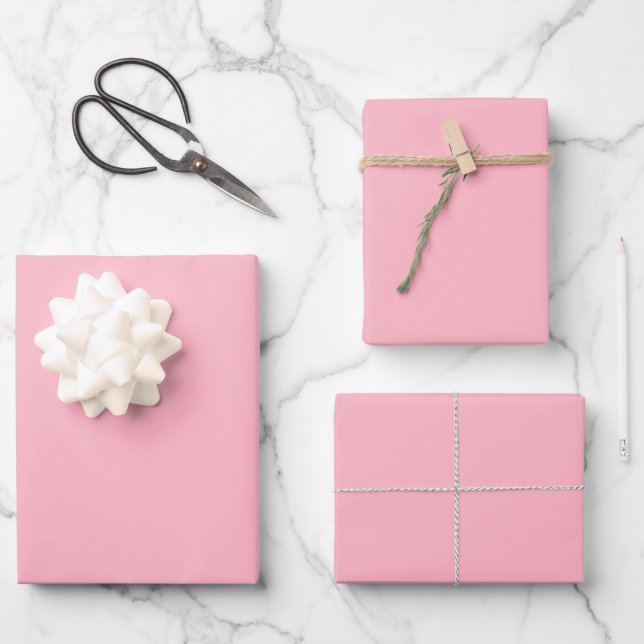 Feuille De Papier Cadeau Rose de Cerisier Uni (Recto)