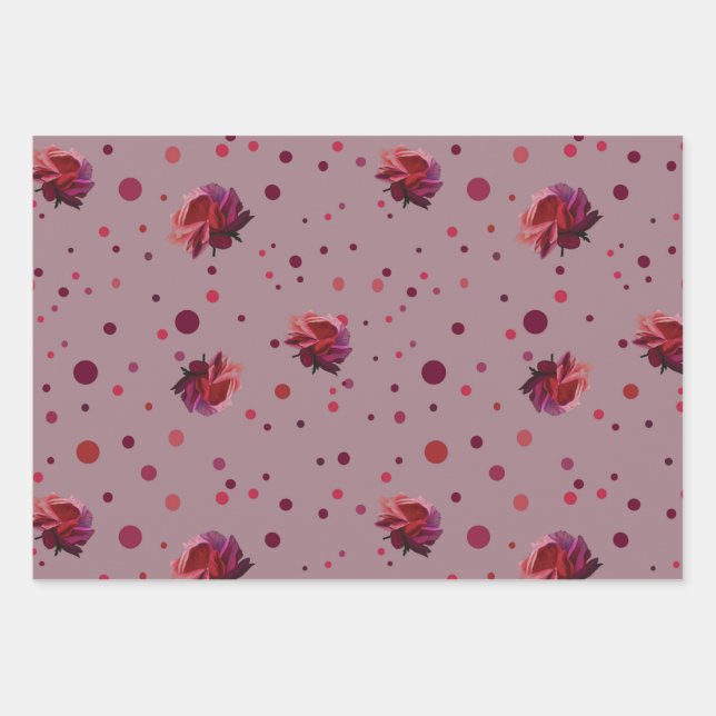 Feuille De Papier Cadeau Rose et point (Devant 2)