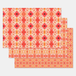 Feuille De Papier Cadeau rose et rouge orange