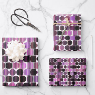 Feuille De Papier Cadeau Rose géométrique rose, mauve et noir