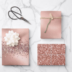 Feuille De Papier Cadeau Rose Glam Gold Glitzy Sparkle Parties scintillant 